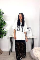 Falda Encaje Aterciopelada